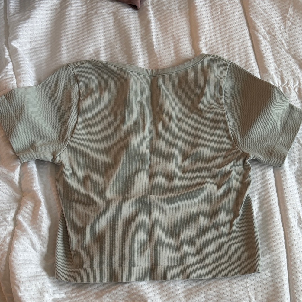 Garage Light Green Ribbed Crop Top - Picture 3 of 3